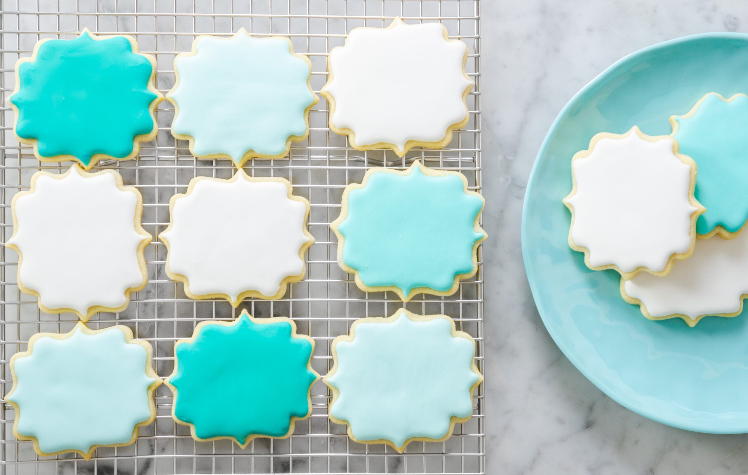 3.0 Blue Square Outline Frosted Cookie
